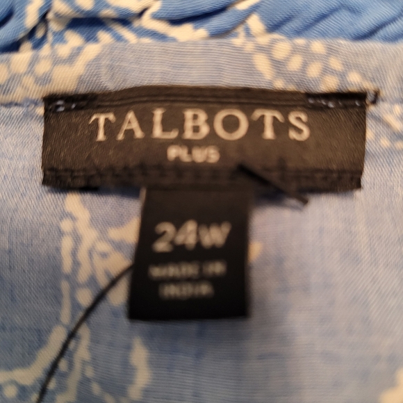 NWT Talbots Maxi Dress,  Blue Paisley Floral Flowy Drawstring Waist Size 24W - Picture 3 of 8